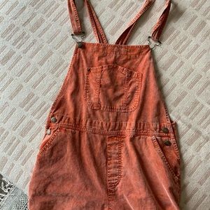 Pink corduroy overalls